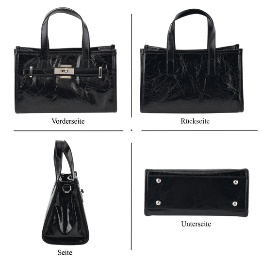 LA MAREY Strukturierte Henkeltasche aus echtem Leder, Burugunder, 25x12x18 cm