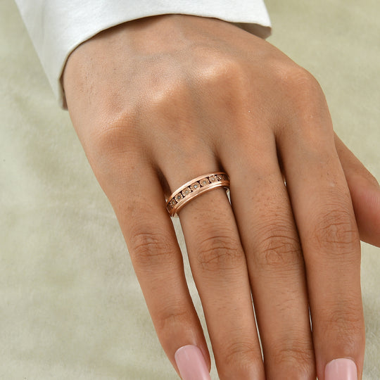 EVER TRUE Natürlicher Champagner Diamant Ring Nickelfreies Messing (Größe 21.00)