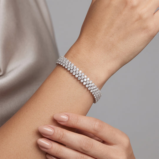LUXURIANT SGL zertifiziertes SI-GH Labor Diamant 19cm Armband, 925 Silber rhodiniert - 13,50 ct.