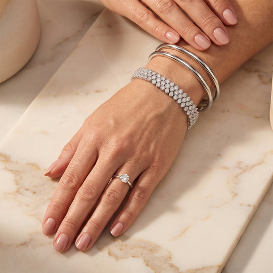 LUXURIANT SGL zertifiziertes SI-GH Labor Diamant 19cm Armband, 925 Silber rhodiniert - 13,50 ct.