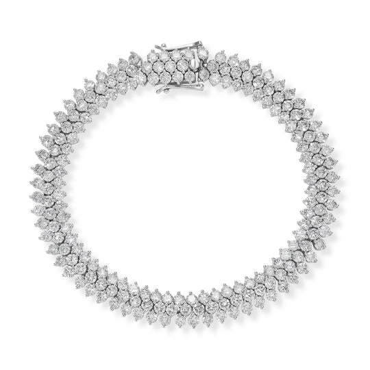 LUXURIANT SGL zertifiziertes SI-GH Labor Diamant 19cm Armband, 925 Silber rhodiniert - 13,50 ct.