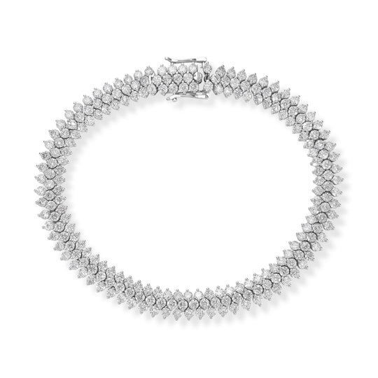 LUXURIANT SGL zertifiziertes SI-GH Labor Diamant 19cm Armband, 925 Silber rhodiniert - 13,50 ct.