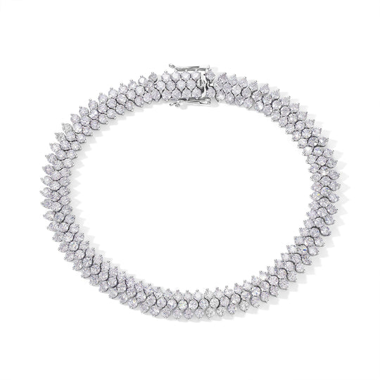 LUXURIANT SGL zertifiziertes SI-GH Labor Diamant 18cm Armband, 925 Silber rhodiniert - 13,50 ct.
