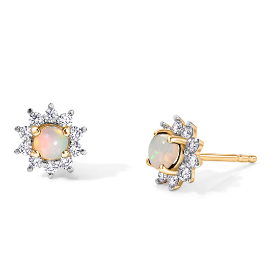 Amerikanische, natürliche Sleeping Beauty Türkis und Zirkon florale Halo Ohrringe, 925 Silber platiniert - 1,17 ct.