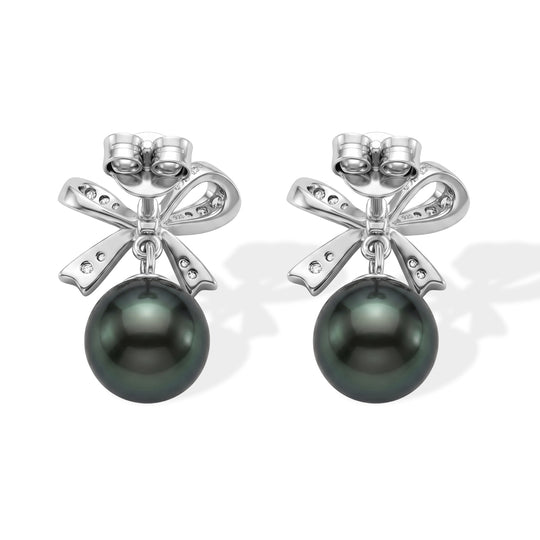 D'Joy Tahiti Perle, Moissanit Ohrringe 925 Silber Rhodiniert 0.19 ct