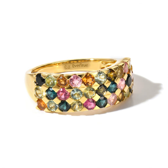 EVER TRUE AA Mehrfarbiger-Turmalin Ring Reine Bronze (Größe 20.00) ca. 2.25 ct