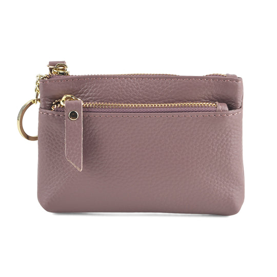 Genuine Leather wallet with keychan Color: black Size:13*9.5 cm Wall: Genuine Leather Lining: Polyester Exterior:zipped-2 Interior: slip-1
