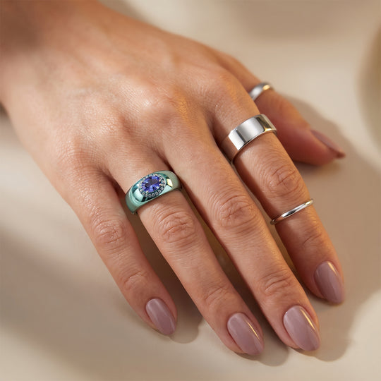 D'Joy AA Tansanit, Blauer Diamant Ring 925 Silber Platiniert (Größe 20.00) ca. 0,77 ct