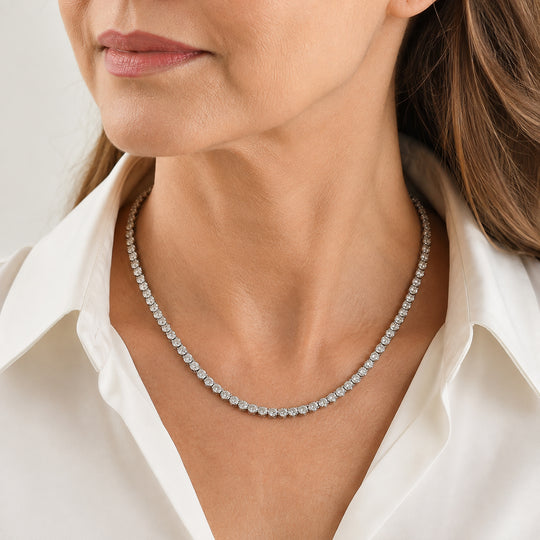 EverTrue Halskette mit weißen Diamantakzenten, 50cm, Messing mit Platin E-Beschichtung