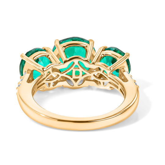 D'Joy Pfau Quarz Triplette Ring 925 Silber 750 Vergoldet (Größe 19.00) ca. 5,85 ct
