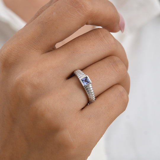 D'Joy Tansanit Ring 925 Silber Rhodiniert (Größe 17.00) ca. 0,38 ct