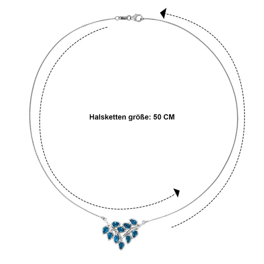 D'Joy Neon Apatit 50cm Halskette, 925 Silber rhodiniert - 3,95 ct.