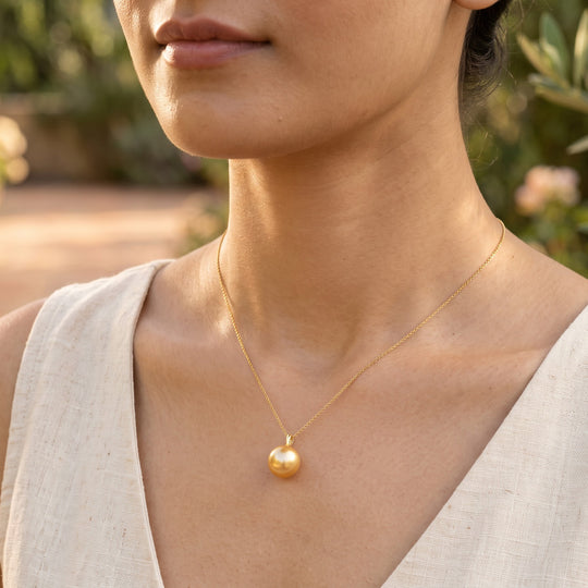 AAA Goldene Südsee Perle (14-15 mm) Anhänger 750 Gold 17.40 ct