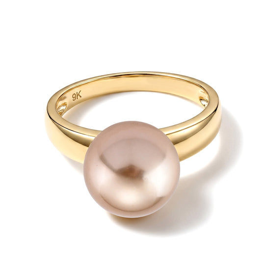 AAA Goldene Südsee Perle (11 mm) Solitär Ring in 375 Gold