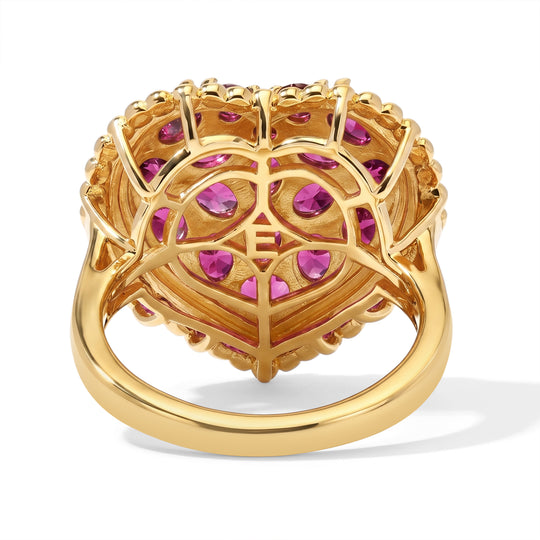 EverTrue afrikanischer Rubin Herz Cluster Ring, Bronze mit Gelbgold E-Beschichtung - 4,45 ct.