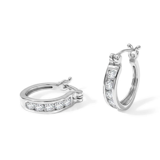 EverTrue weiße Zirkon Ohrringe, 950 Kupfer mit Gelbgold E-Beschichtung - 1,70 ct.