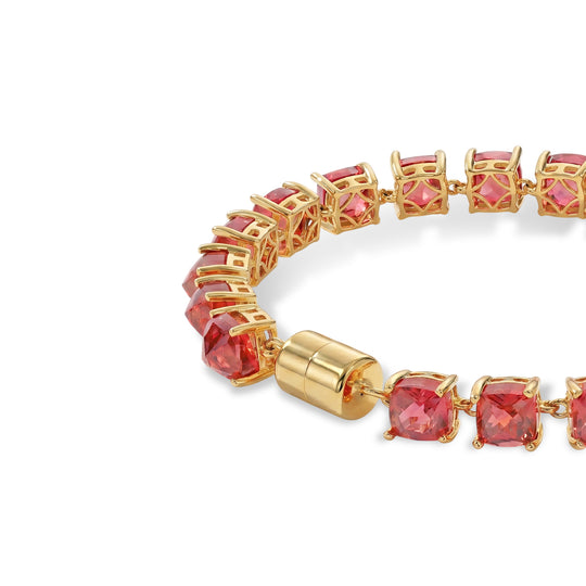 D'Joy Lab Grown Padparadscha-Saphir Armband ca. 20 cm 925 Silber 750 Gelbgold vermeil ca. 45,98 ct.