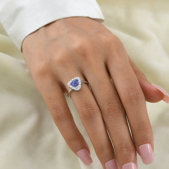 D'Joy AA Tansanit, Moissanit Ring 925 Silber Rhodiniert (Größe 17.00) (10-16 Werktage Lieferzeit) ca. 1,45 ct