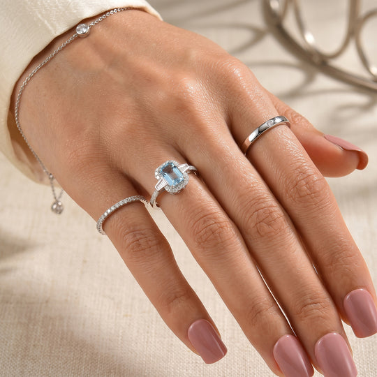 LUXORO AAA Santamaria Aquamarin, Weißer Diamant Ring 417 Gold (Größe 18.00) (10-16 Werktage Lieferzeit) ca. 1,83 ct
