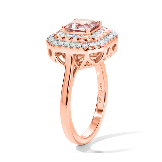 D'Joy AA Rosa Morganit, Moissanit Ring 925 Silber 750 Roségold vermeil (Größe 18.00) (10-16 Werktage Lieferzeit) ca. 1,33 ct
