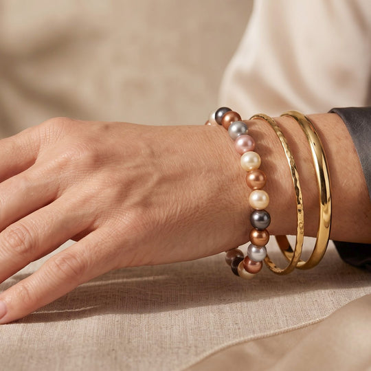 Multi Muschelkernperlen flexibles Armband