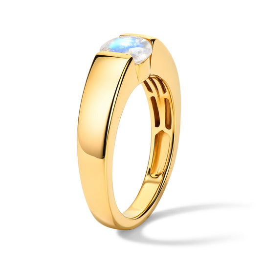 EVER TRUE Regenbogen Mondstein Ring Nickelfreies Messing (Größe 16.00) ca. 0,84 ct