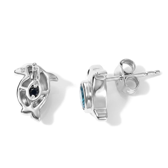 GP - AA Himmelblauer Topas, Kanchanaburi Blauer Saphir Ohrringe 925 Silber Platiniert ca. 0,68 ct.