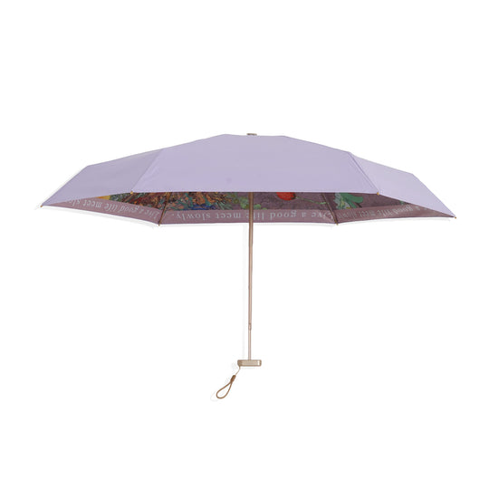 Taschenschirm mit Aquarell-Innenprint und UV-Schutz, 5-fach faltbar, Strebenlänge 50cm, Grün