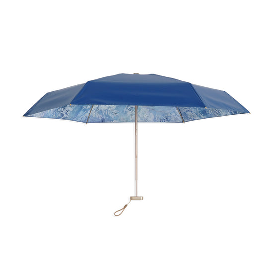 Taschenschirm mit Aquarell-Innenprint und UV-Schutz, 5-fach faltbar, Strebenlänge 50cm, Grün