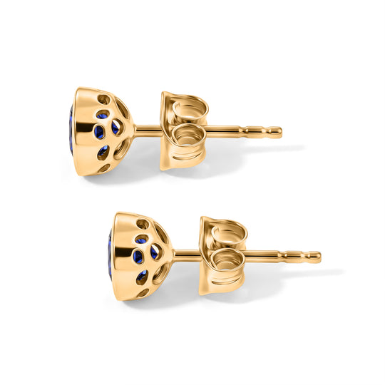 D'Joy AAA Tansanit Ohrringe 925 Silber 750 Gelbgold vermeil ca. 1.08 ct