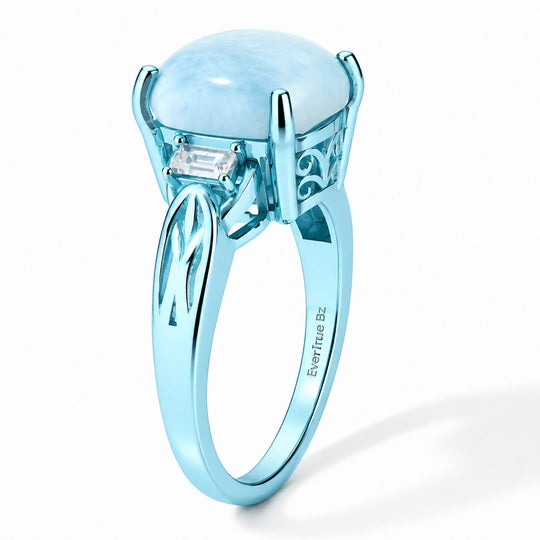 EVER TRUE AA Larimar, Weißer Zirkon Ring Reine Bronze Ion Blau Beschichtung (Größe 20.00) ca. 7,09 ct