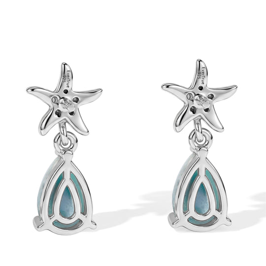 EVER TRUE AA Larimar, Weißer Zirkon Ohrringe Reine Bronze ca. 2.23 ct