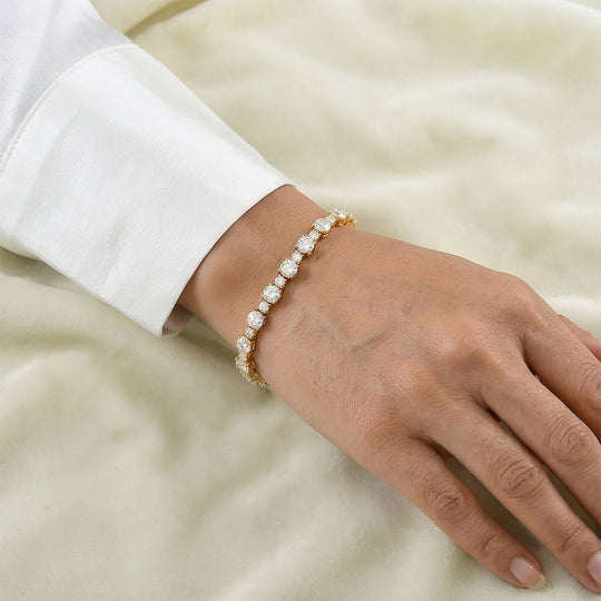 D'Joy Moissanit Armband ca. 20 cm 925 Silber 750 Gelbgold vermeil ca. 12,61 ct.