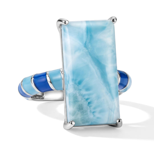 D'Joy AAA Larimar Ring 925 Silber Rhodiniert (Größe 18.00) ca. 13,49 ct