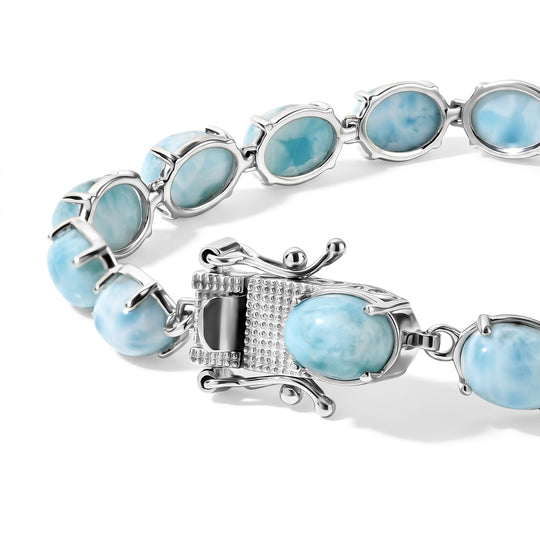 D'Joy AAA Larimar Armband ca. 18 cm 925 Silber Rhodiniert ca. 25,66 ct.