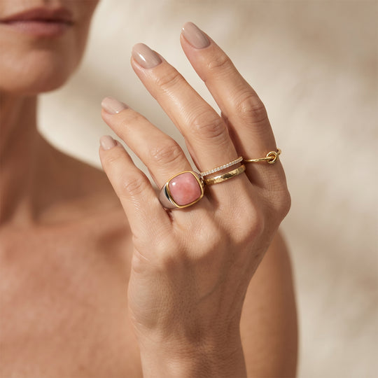 EverTrue AA peruanischer rosa Opal Ring, Bronze mit Platin E-Beschichtung - 4,20 ct.