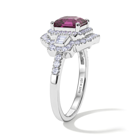 D'Joy AAA Radiant Ember Granat, Moissanit Ring 925 Silber Rhodiniert (Größe 20.00) ca. 3,03 ct