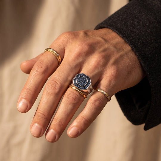 D'Joy blauer Diamant Herrenring, 925 Silber rhodiniert - 1,50 ct.
