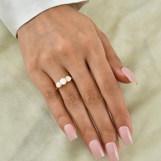 SHOPLC JUBILÄUMS DESIGN D'Joy Moissanit Ring 925 Silber Vergoldet (Größe 21.00) ca. 1.65 ct