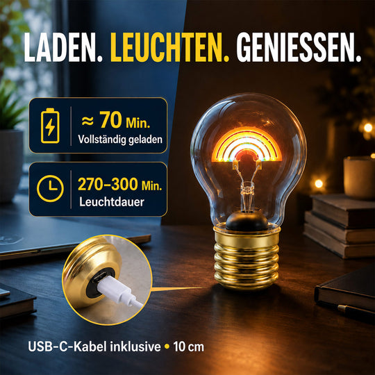 LIVMORE Dekorative Wiederaufladbare LED-Glaslampe mit Love-Motiv & USB-C (ca. 6,5 x 12 cm)