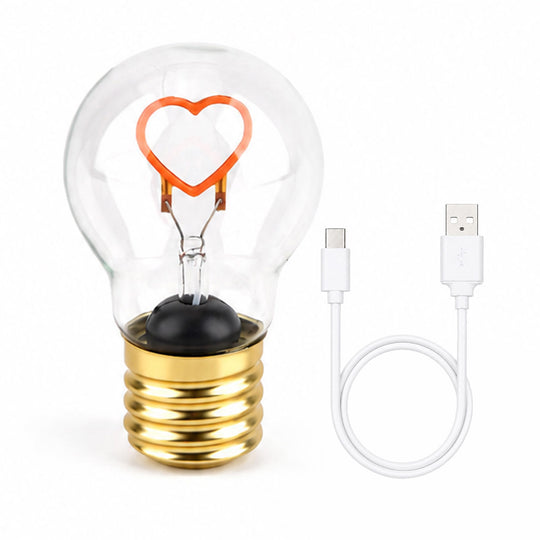 LIVMORE Dekorative Wiederaufladbare LED-Glaslampe mit Love-Motiv & USB-C (ca. 6,5 x 12 cm)