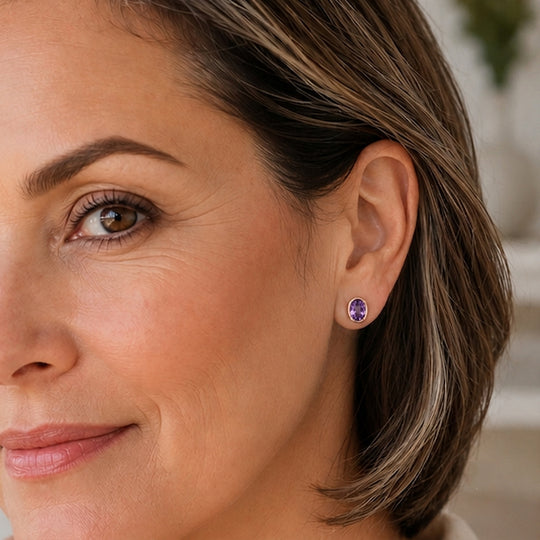 EverTrue Rose De France Amethyst Solitär Ohrringe, 950 Kupfer rosévergoldet - 3,35 ct.