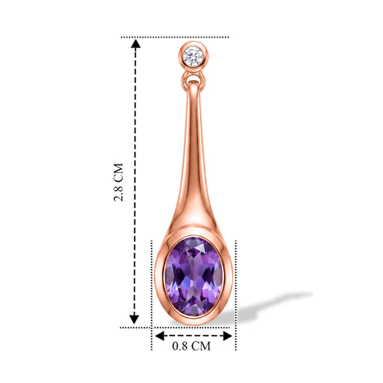 D'Joy Rose De France Amethyst und Zirkon Ohrringe, 925 Silber rosévergoldet - 2,45 ct.