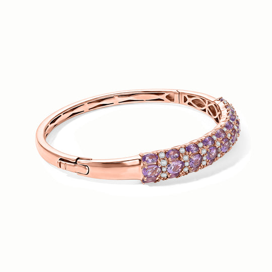 EverTrue Rose De France Amethyst und Zirkon 19cm Half-Eternity-Armreif, Messing rosévergoldet - 8,95 ct.