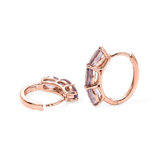 EverTrue Rose De France Amethyst Trilogie Ohrringe, 950 Kupfer rosévergoldet - 4,27 ct.