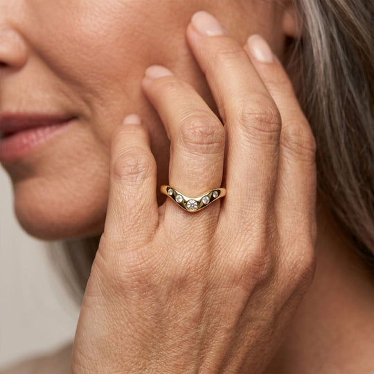 LUXURIANT DIAMOND - Lab Grown Diamant SI-GH Ring 925 Silber 750 Gelbgold vermeil (Größe 17.00) ca. 0,25 ct