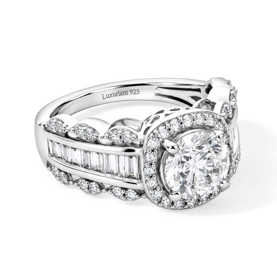 LUXURIANT SGL zertifizierter SI-GH Labor Diamant Ring, 925 Silber rhodiniert - 3 ct.