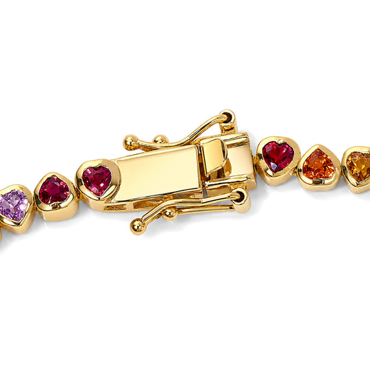 D'Joy AA Mehrfarbig Saphir Armband ca. 20 cm 925 Silber 750 Gelbgold vermeil ca. 7,23 ct.