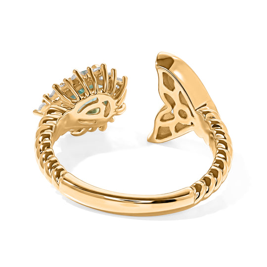 EverTrue Batroke blauer Apatit und Zirkon Ring, Bronze mit Gelbgold E-Beschichtung - 1,24 ct.