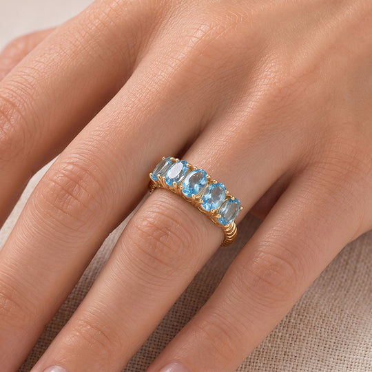 EverTrue AA blauer Apatit Ring, Bronze mit Gelbgold E-Beschichtung - 2,26 ct.